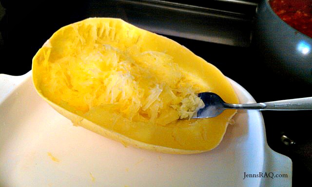 scrape your squash with a fork to create spaghetti strands