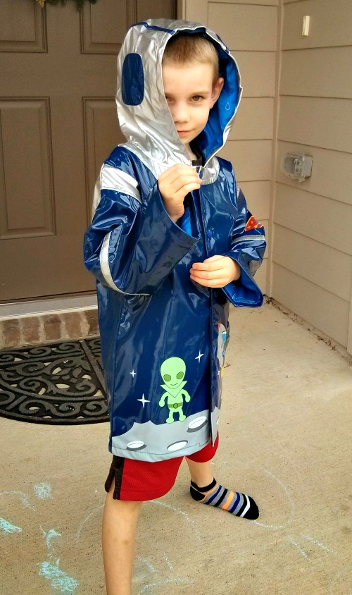 Michael in his Kidorable Space Rain Jacket