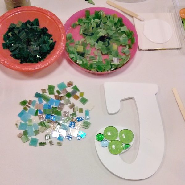 DIY Initial Mosaic at Sunshine Glaze in Southlake