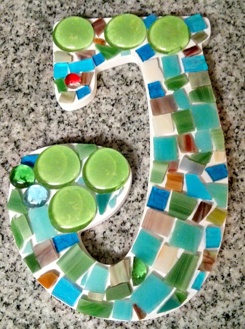 Sunshine Glaze Initial Mosaic Glued