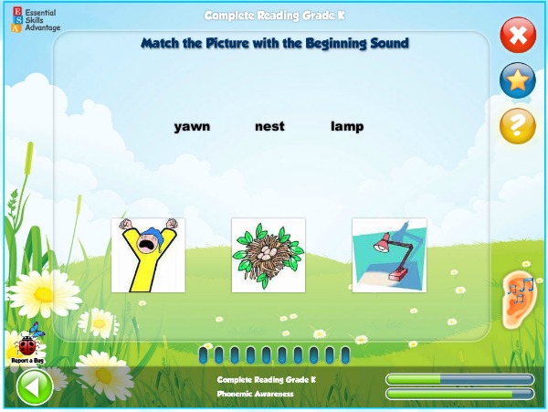 essential skills advantage complete reading k match the picture with beginning sound