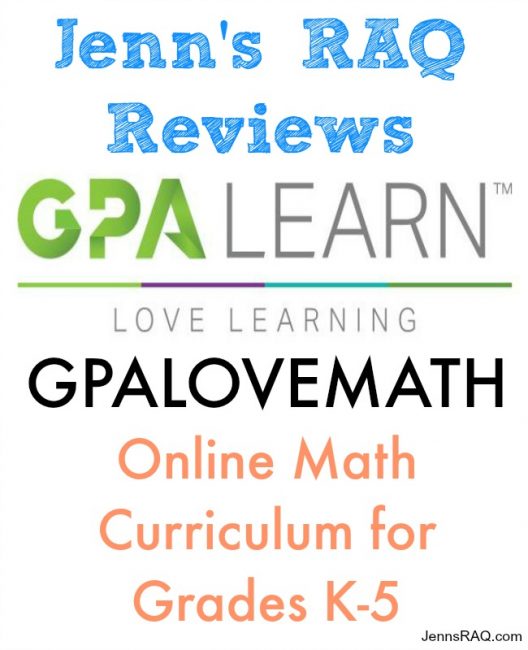JennsRAQ.com Review of GPA Learn GPALOVEMATH Online Math Curriculum for Grades K-5