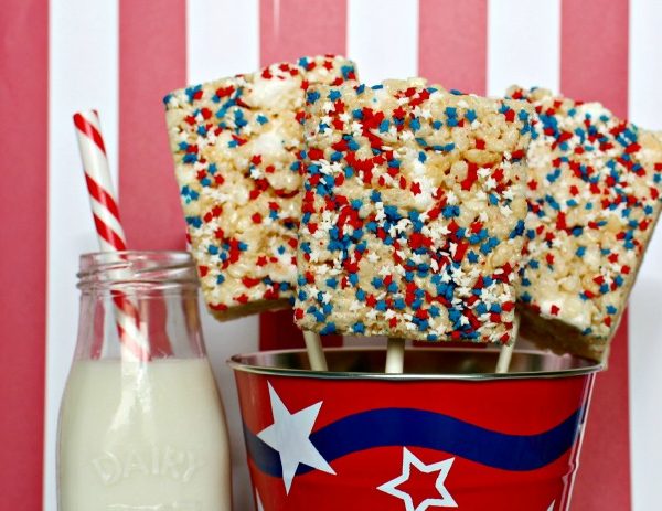 Patriotic Rice Treat Pops