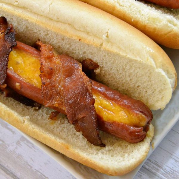 Cheese Stuffed Bacon Wrapped Hot Dogs