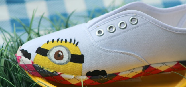 DIY Painted Minions Shoes Tutorial from JennsRAQ.com In Process 2