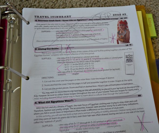 Detailed Travel Itinerary for Home School in the Woods Project Passport World History Study: Ancient Egypt Review from JennsRAQ.com