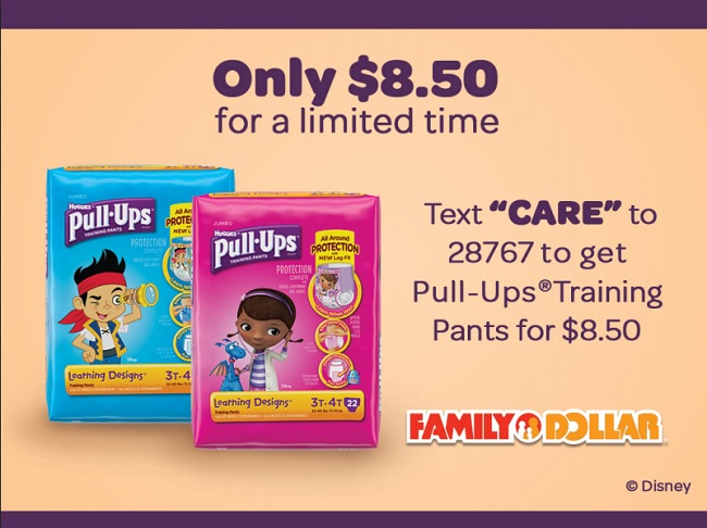 Text to Save on Pull-Ups at Family Dollar