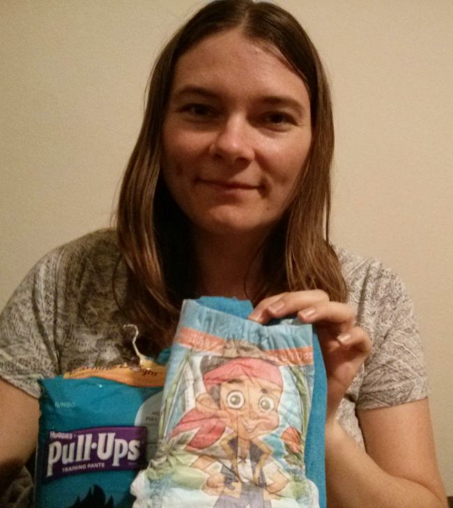 We Love JAKE and the Neverland Priates on Huggies Pull-Ups which we found at Family Dollar