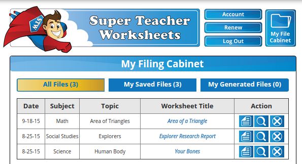 Super Teacher Worksheets My Filing Cabinet