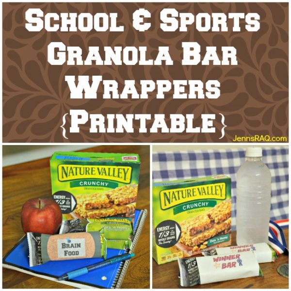 School & Sports Granola Bar Wrappers {Printable}