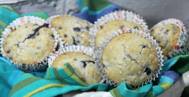 Blueberry Oat Muffins as seen on jennsRAQ.com