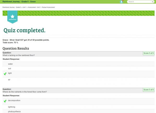 EdTechLens Reviewing how students did on their quiz is easy