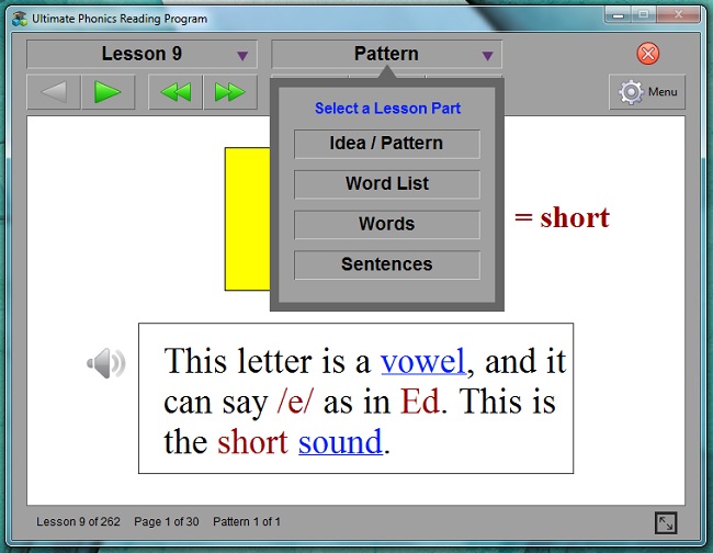 Ultimate Phonics Consists of many Lessons with Several Sections