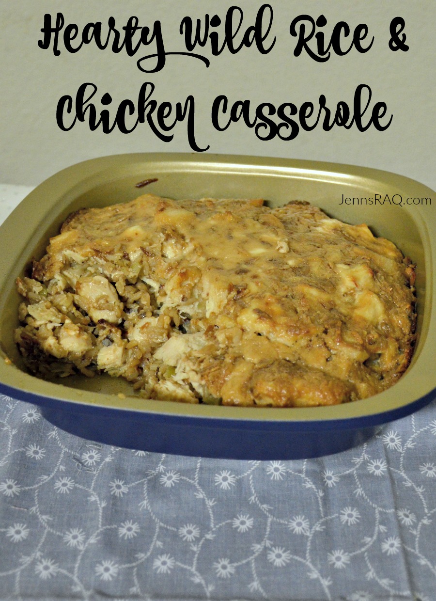 Hearty Wild Rice and Chicken Casserole as seen on jennsRAQ.com - Perfect for a delicious meal on a cold day