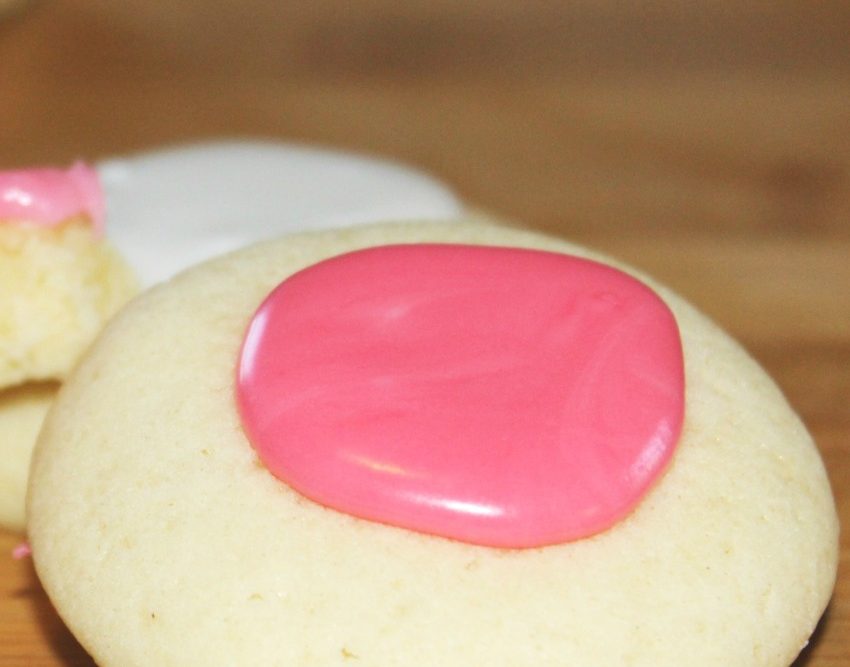 Iced Almond Thumbprint Cookies as seen on JennsRAQ.com