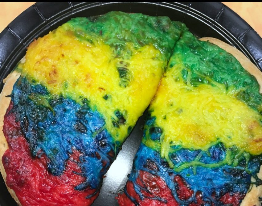 Cheesy Rainbow Pizza as seen on JennsRAQ.com