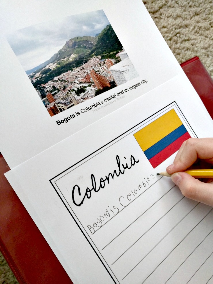 Let's Go Geography - Colombia Notebooking Page as Copywork