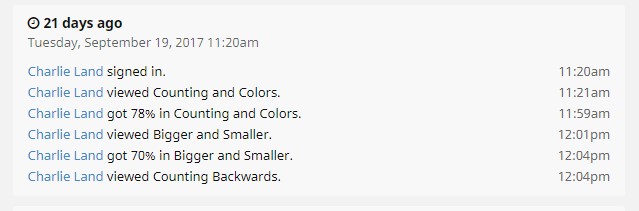 CTC Math Parent Login Student Report Example