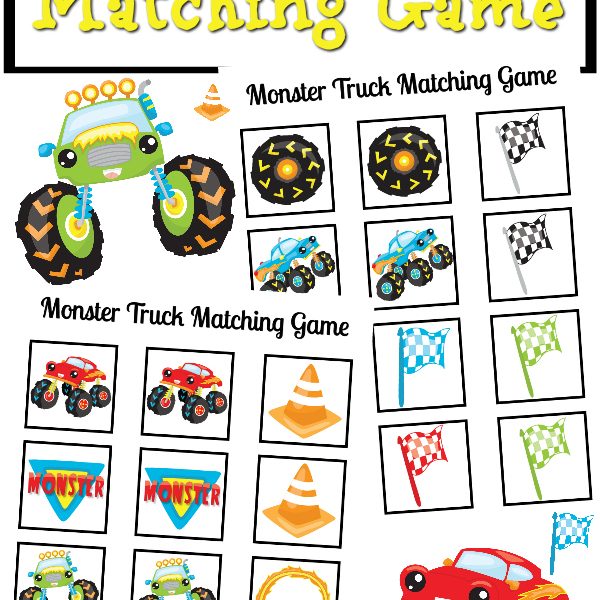 Monster Truck Matching Game Printable