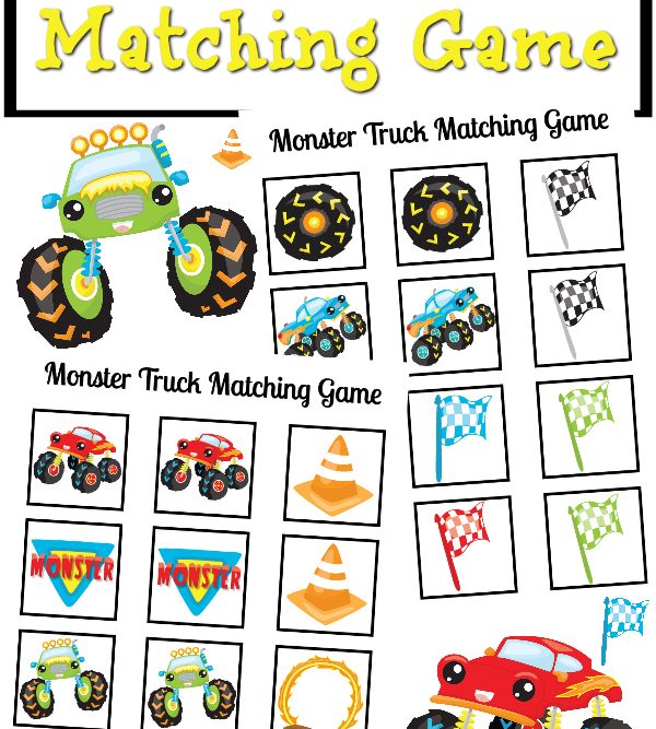 Monster Truck Matching Game Printable