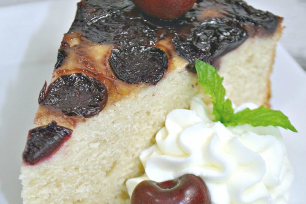 Cherry Upside Down Cake with Homemade Whipped Cream Recipe