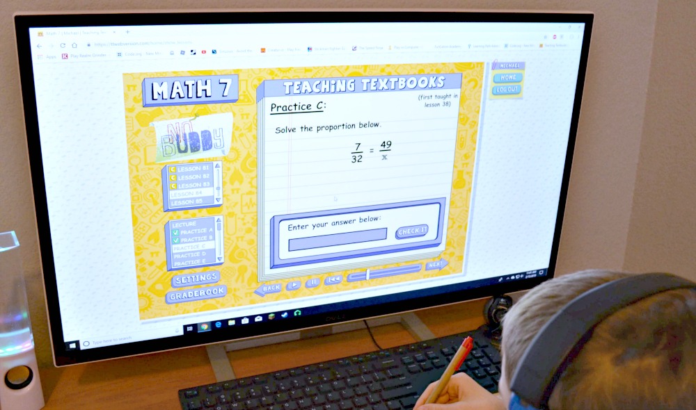 Math 7 Teaching Textbooks 3.0 Online Homeschool Math Curriculum - Practice Problems