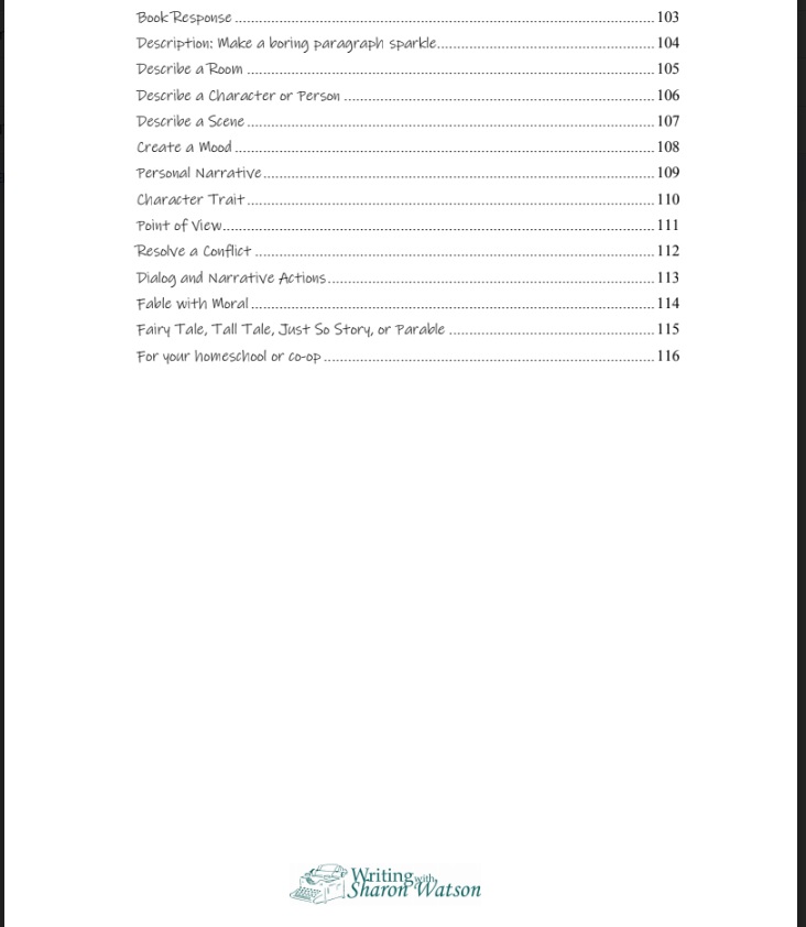 Jump In Table of Contents for Teachers Guide continued