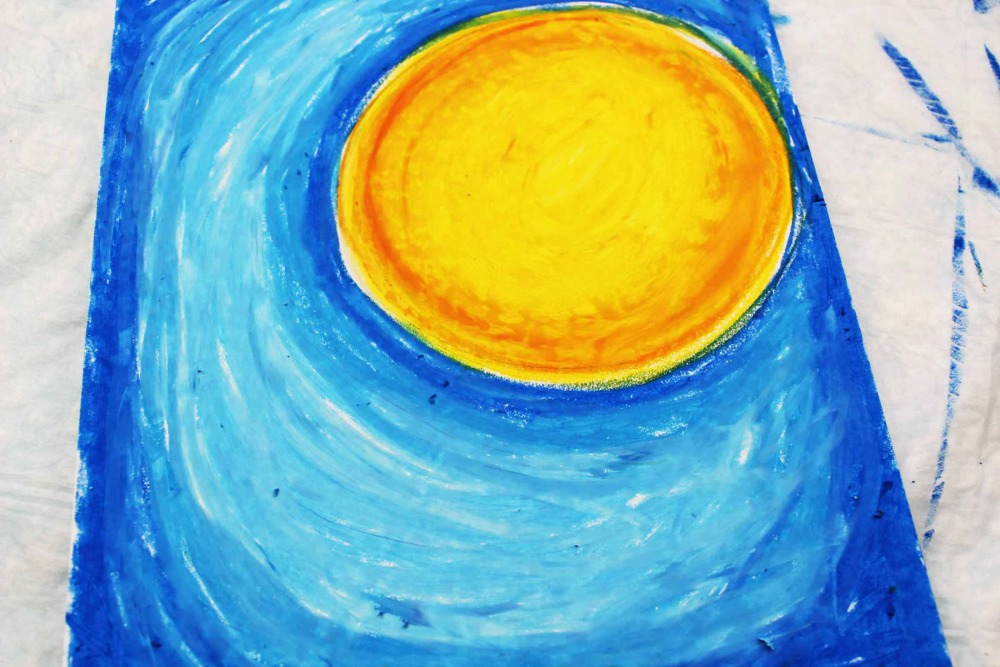 HALLOWEEN Oil Pastel Art - Use Pastels to make the sky